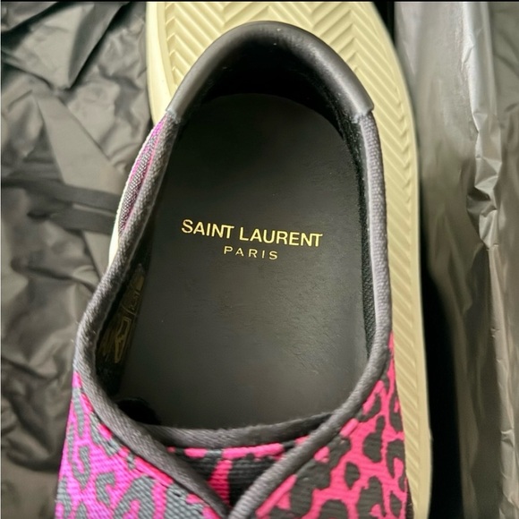 Saint Laurent Canvas Pink Leopard Print Venice Sneakers 38 - YSL - Picture 8 of 8